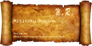 Mititzky Regina névjegykártya
